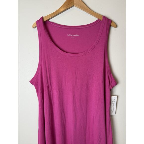NWT Soft Surroundings Santiago Maxi Dress Fuchsia Pink Pockets Minimalist 1X XL - Picture 2 of 6